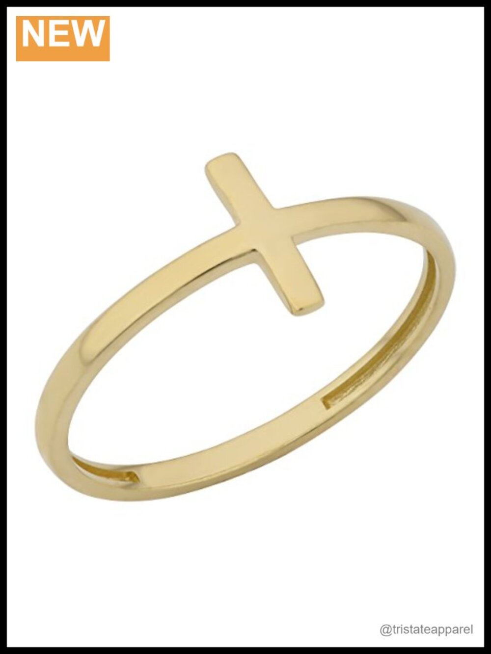 10k Gold Cross Statement Ring Womens Band Style
